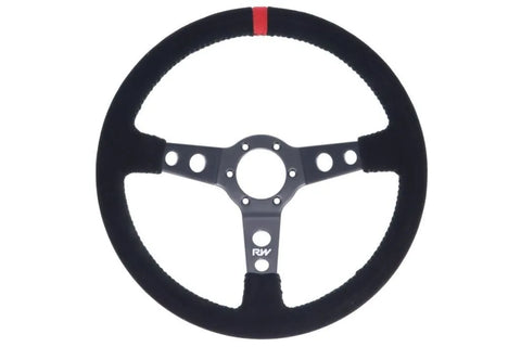 Raceworks Suede Dished Steering Wheel - Black/Black Stitching