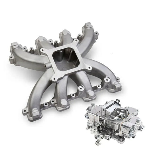 VPW Intake Manifold & Carburettor Kit, LS1 Holden Commodore ,Chev Air Max Single Plain, Repro Holley Style 750CFM V...