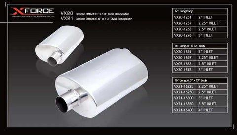 XForce 6 x 10in Oval Resonator - 3.5in Inlet Centre Offset