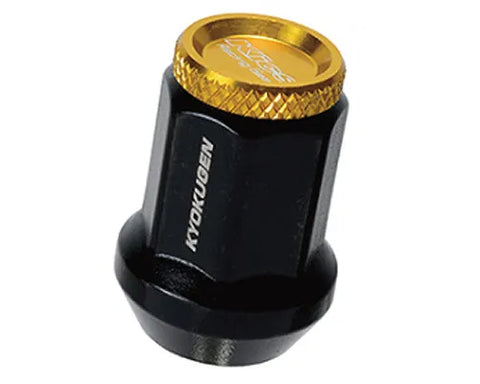 KICS Kyokugen Lug Nuts w/ Aluminum Cap 12x1.50 Black/Black - Universal