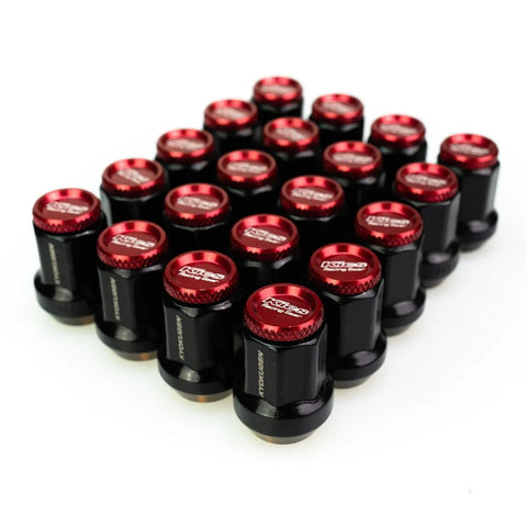 KICS Kyokugen Lug Nut Set - 20 12x1.50 Black Aluminum w/Red Cap