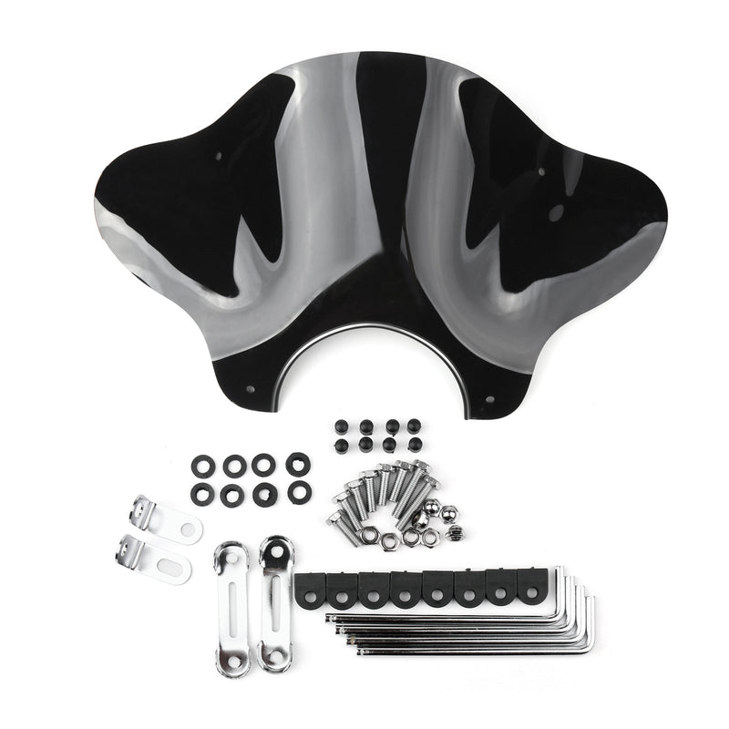 Universal Motorcycle Cruiser, Smoke Generic Windshield Windscreen with Mounting kit