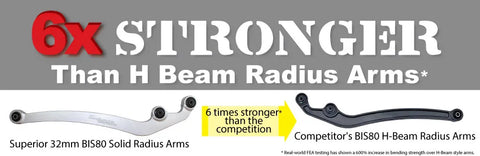 Superior Engineering Hybrid Superflex Radius Arms With Drop Box — Nissan Patrol GQ/GU (Gen 2) 2-3 Inch (50-75mm) Castor Correction