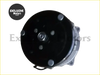 Black and silver a/c compressor for mitsubishi delica d5 2011 with circular design and mounting bolts around perimeter