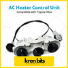 White plastic ac heater control unit with black rotary knobs and wiring suitable for toyota hilux non climate control