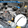Black rubber a/c refrigerant liquid hose with metallic fittings installed in engine bay for 2009-2015 Toyota Highlander