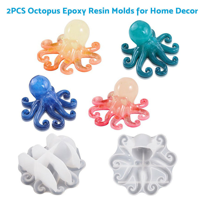 ?2PCS Octopus Mold Silicone Epoxy Resin Casting Mould 3D Sea Animal Display Mold