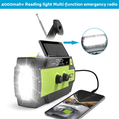4000mAh Emergency Solar Hand Crank Weather Radio Power Bank Flashlight — image 2