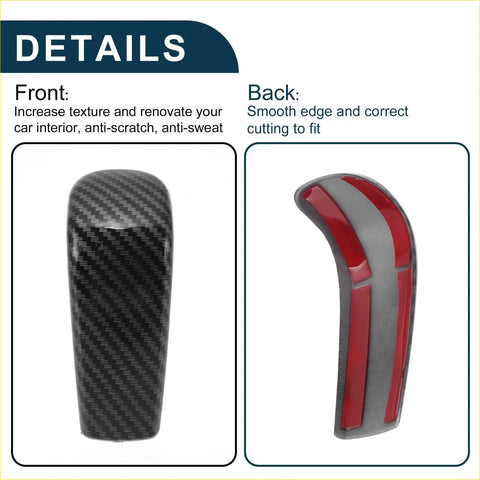 Abs gear shift knob cover with carbon fiber and red accent for toyota land cruiser prado 2010-2017