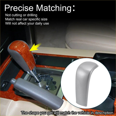 Gray and wood-grain abs gear shift knob cover sticker for toyota land cruiser prado designed for precise fit