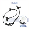Black abs sensor for toyota hilux viii 2015-2022 with coiled cable black plastic housing and two-pin connector seen from back side