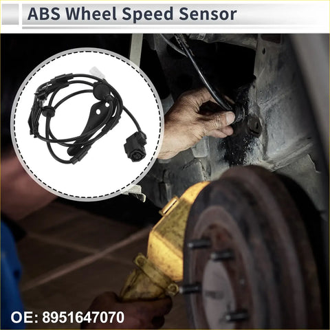Black abs wheel speed sensor for toyota prius 2010-2011 rear right with coiled wiring and connector shown in inset circle