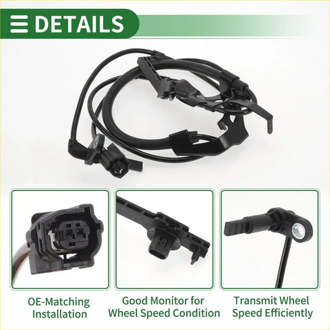 Black plastic abs wheel speed sensor with coiled wiring and molded connectors for toyota rav4 2018-2019 front left