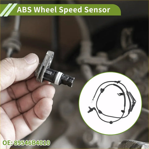 Black abs wheel speed sensor with metallic housing and coiled wiring for toyota rush rear left hand shown with diagram