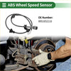 Black abs wheel speed sensor with coiled cable and gray connector for Toyota Scion 2009-2013 shown from back side
