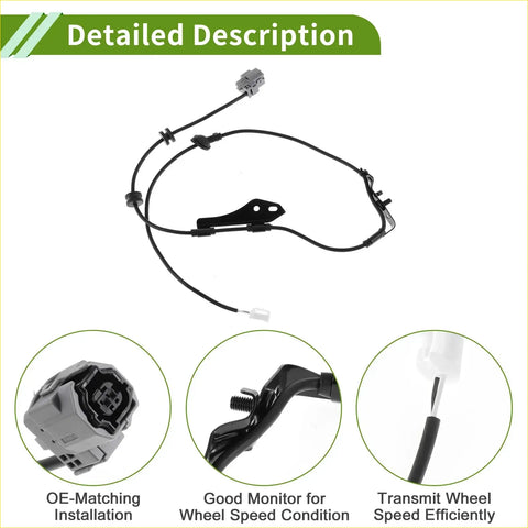 Black abs wheel speed sensor for toyota scion xb with coiled cable and plastic connectors for l4 24l engines