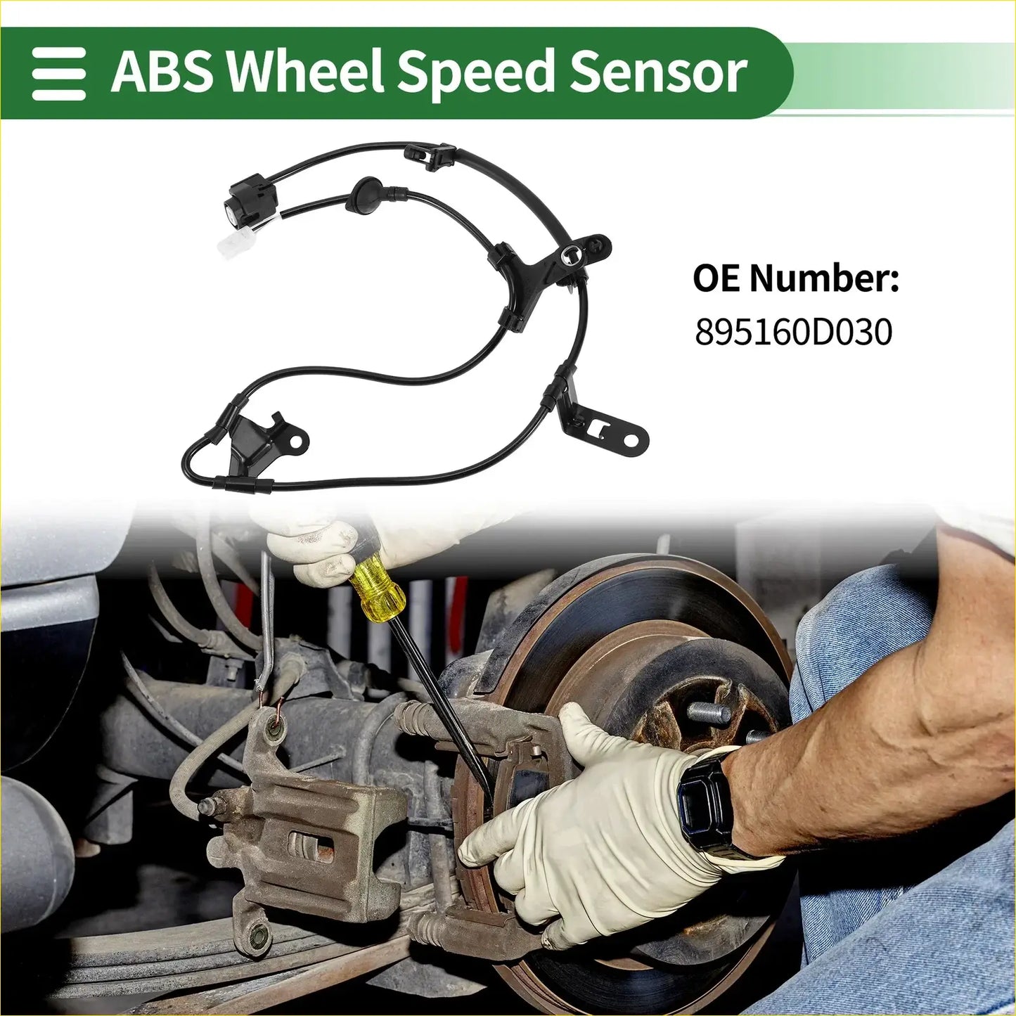 Black abs wheel speed sensor with coiled wire and mounting brackets for Toyota Soluna Vios 2002-2013