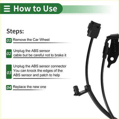 Black abs wheel speed sensor cable with molded plastic connectors and flexible sheathed wire for toyota soluna vios rear left