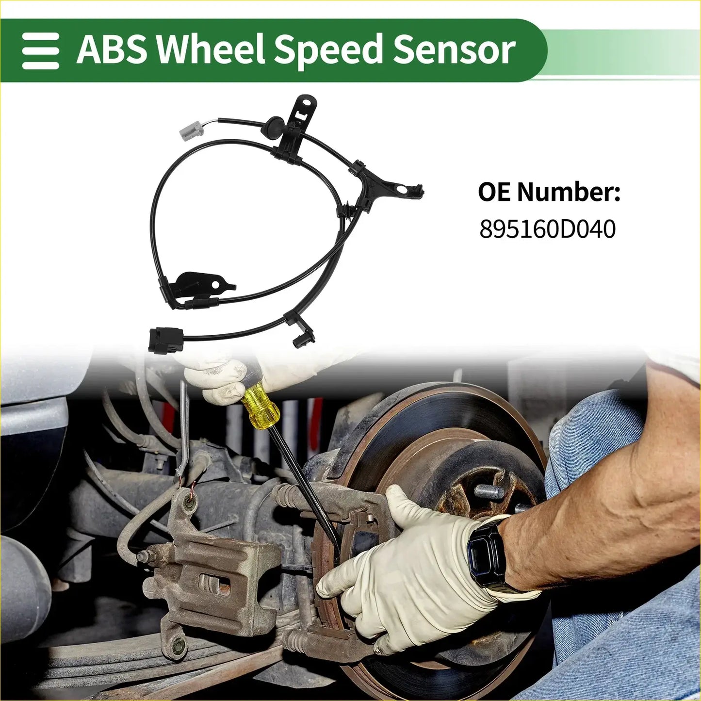 Black abs wheel speed sensor with coiled wire and mounting brackets for toyota soluna vios rear left 2002-2013