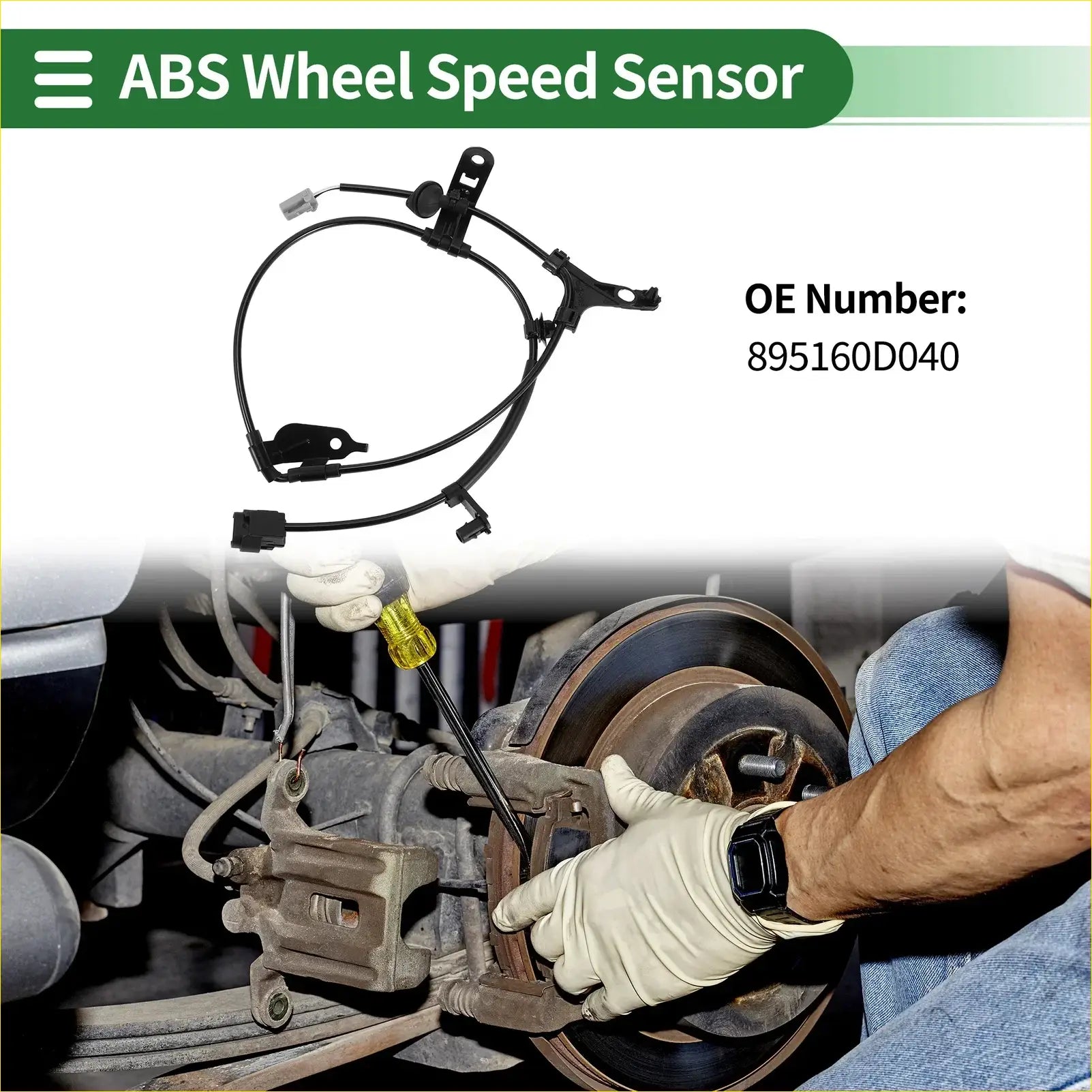 Black abs wheel speed sensor with coiled wire and mounting brackets for toyota soluna vios rear left 2002-2013