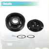 Black ac compressor clutch pulley and mounting plate set with hardware for toyota tacoma 2005-2015 seen from back side