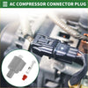 Ac compressor connector plug for Toyota Tacoma installed, black plastic with metallic terminal and red cap on automotive system