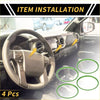 Clear plastic ac vent covers with green trim installed in toyota tacoma dashboard vents 2016-2021 4 pcs
