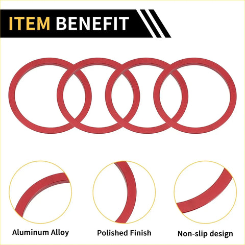 Red audi four-ring aluminum alloy emblem decals with polished finish for toyota tacoma ac vent dashboard rings