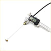 A slender metallic accelerator cable with gold end caps being measured by a digital caliper for nissan datsun sunny