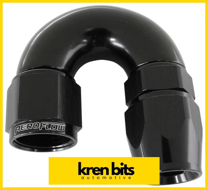 Aeroflow 570 Series PTFE 180° Hose End -6AN AF576-06DBLK Kren Bits