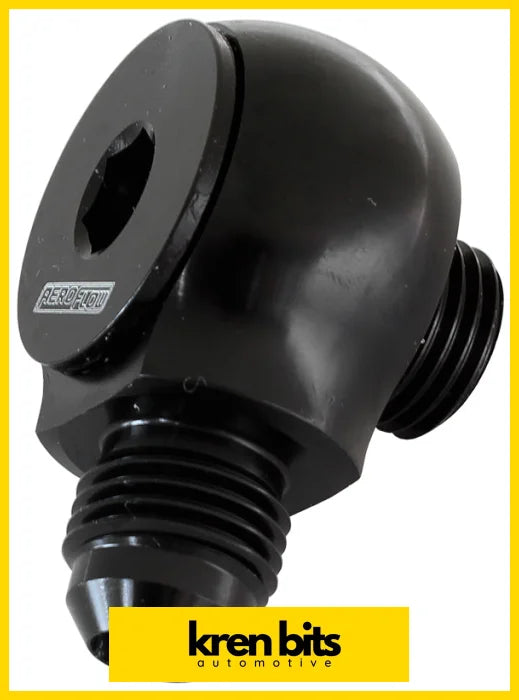 Aeroflow 90° Low Profile -10ORB to -6AN Male Adapter AF909-06-10BLK