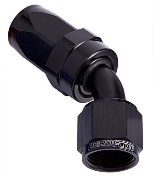 Aeroflow AF102-06BLK -6AN Taper Series 45 Degree Hose End