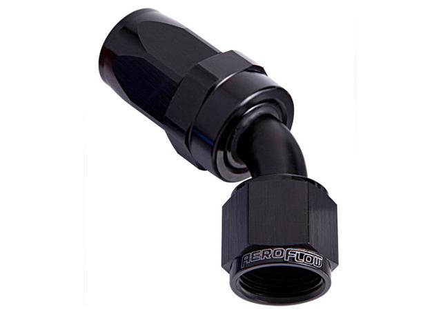 Aeroflow AF102-04BLK -4AN Taper Series 45 Degree Hose End