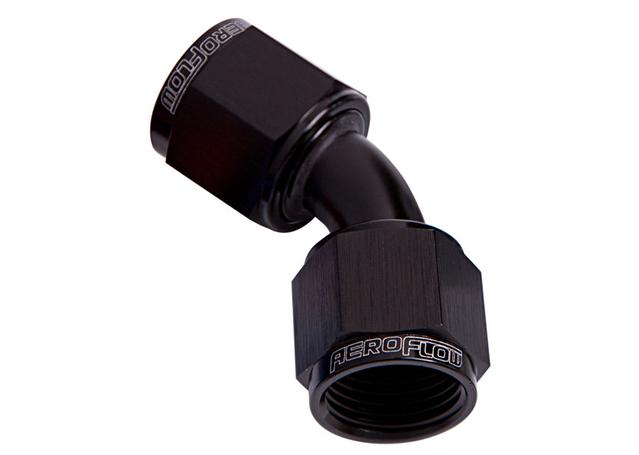 Aeroflow AF132-06BLK 45Deg Female Flare -6AN Black Swivel