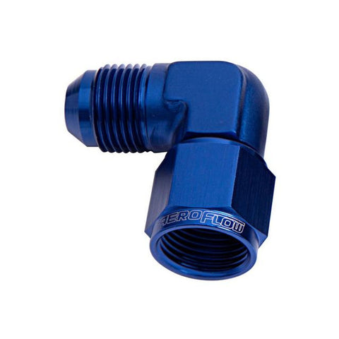 Aeroflow AF143-04 90Deg Female - Male -4AN Blue Swivel Nut