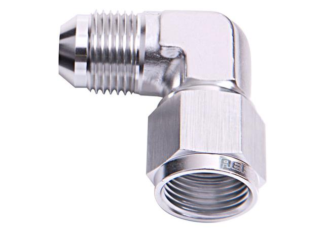 Aeroflow AF143-06S 90Deg Female - Male -6AN Silver Swivel