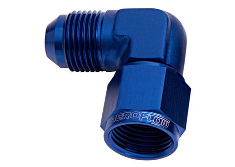 Aeroflow AF143-06 90Deg Female - Male -6AN Blue Swivel Nut