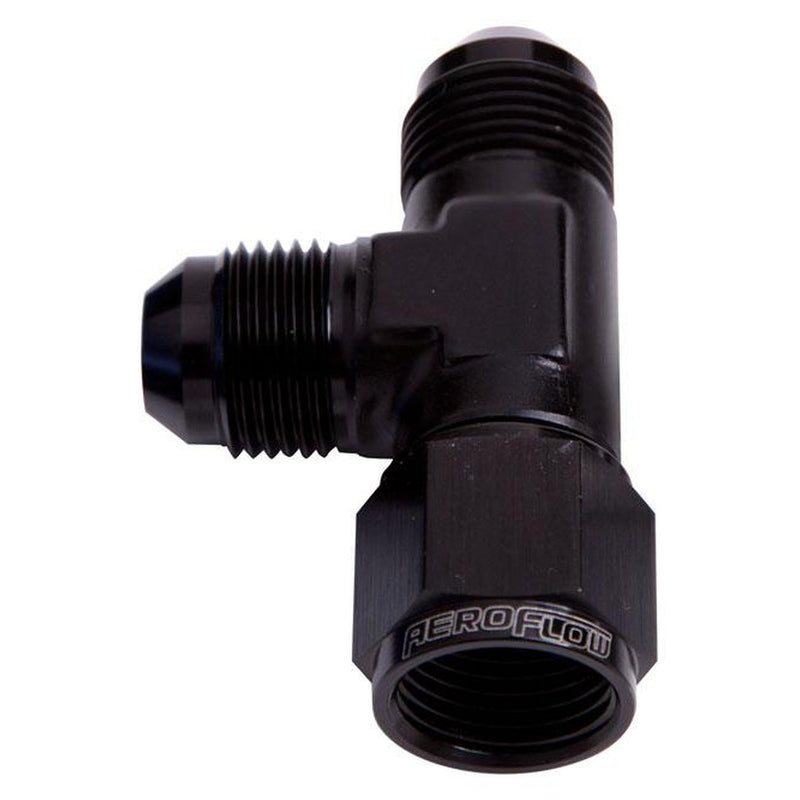 Aeroflow AF145-04BLK Tee -4AN Female Swivel On Run Black
