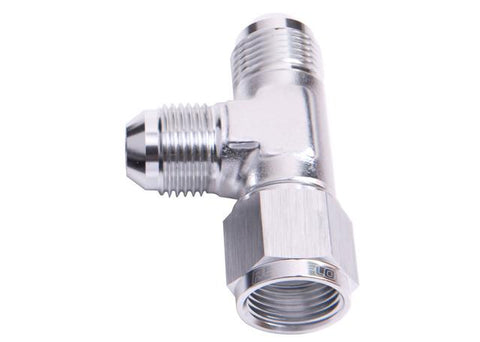 Aeroflow AF145-08S Tee -8AN Female Swivel On Run Silver