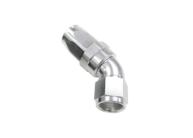 Aeroflow AF152-06S 45 Deg Hose End -06AN Silver Full Flow