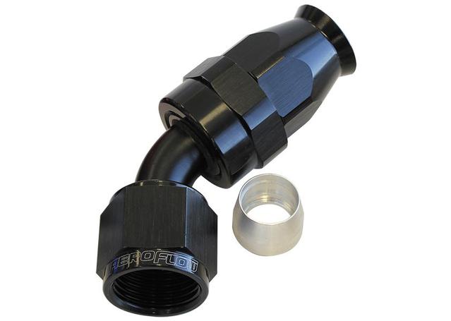 Aeroflow AF202-03DBLK Alloy 45 Deg Hose End -3AN Black