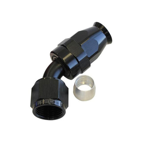 Aeroflow AF202-04DBLK Alloy 45 Deg Hose End -4AN Black