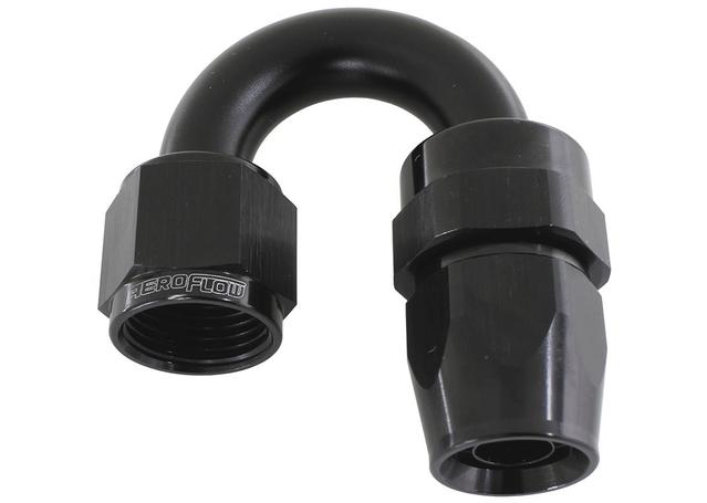 Aeroflow AF206-06DBLK Alloy 180 Deg Hose End -6AN Black