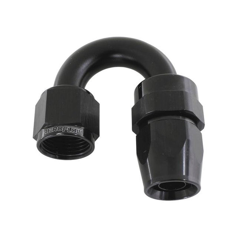 Aeroflow AF206-08DBLK Alloy 180 Deg Hose End -8AN Black