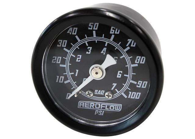 Aeroflow 1-1/2" 0-100 PSI Press Gauge Black Face White