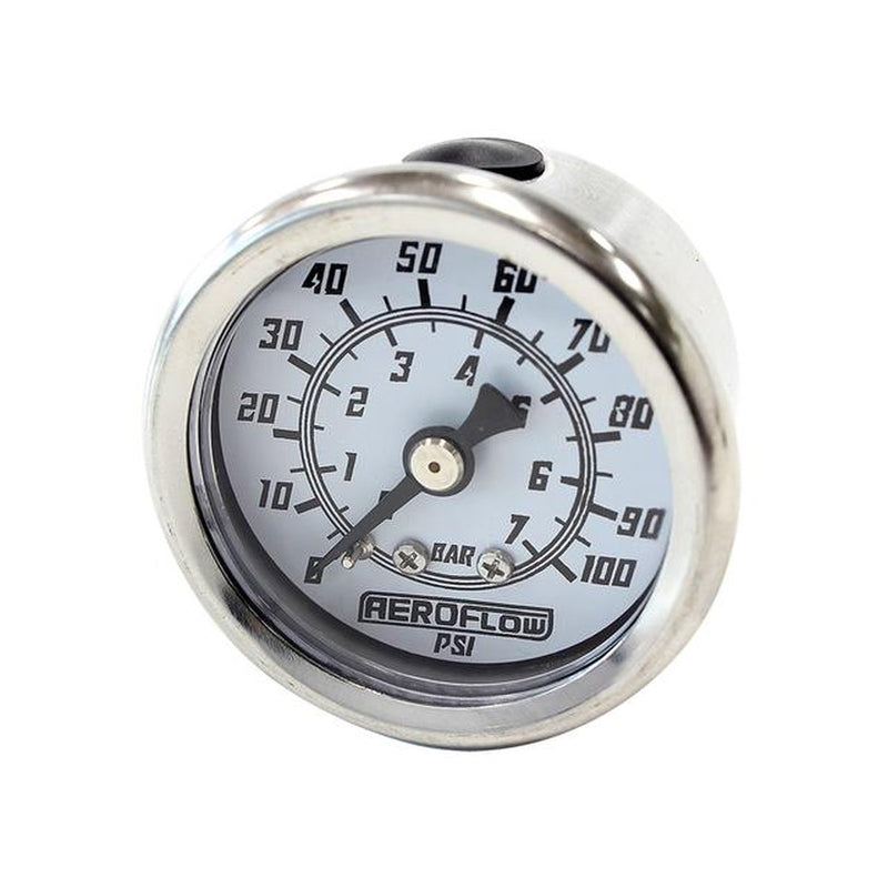Aeroflow 1-1/2 0-100 PSI Pressure Gauge White Face Black