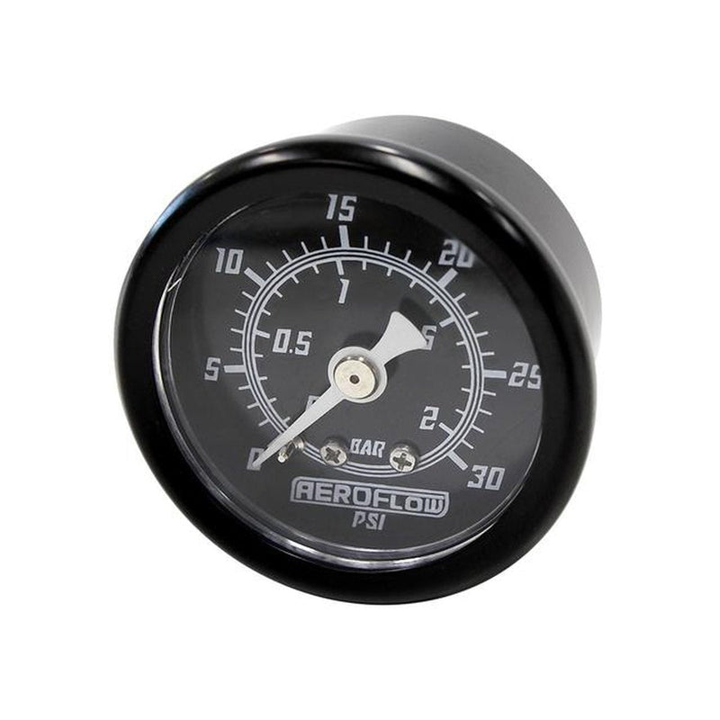 Aeroflow 1-1/2" 0-30 PSI Press Gauge Black Face White