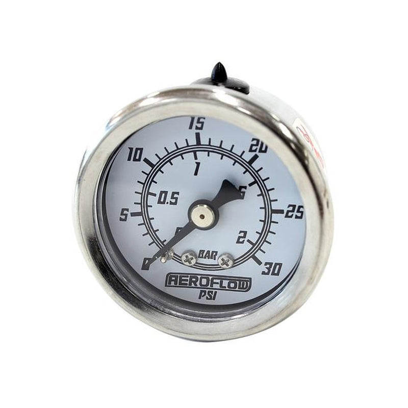 Aeroflow 1-1/2" 0-30 PSI Pressure Gauge White Face Black