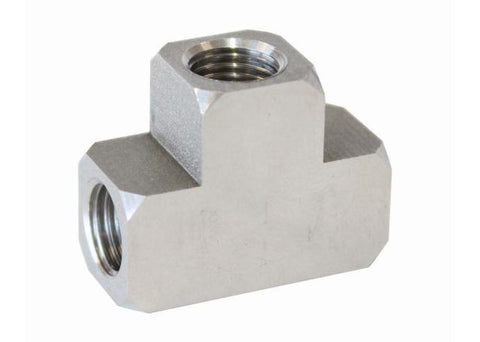 Aeroflow AF386 S.S Female Tee 3/8"-24 Inverted Seat X 2