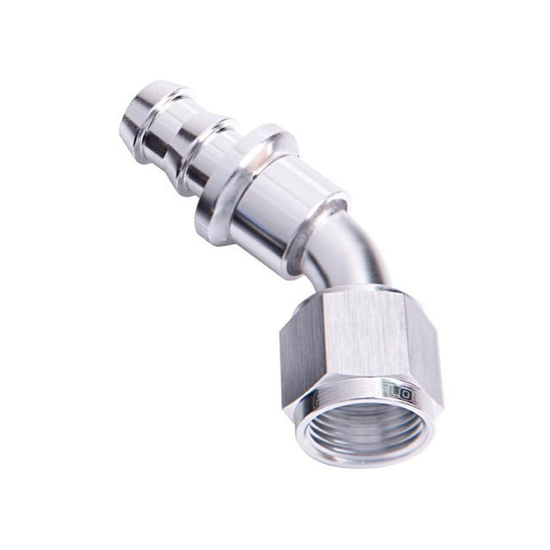 Aeroflow AF402-10S 45 Deg Push Lock End -10AN Silver No